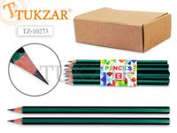 Чернографитный карандаш HB, шестигранный, т-зеленый с полосой, заточенный, без ластика. 12 наборов по 12 шт.Производство Россия.