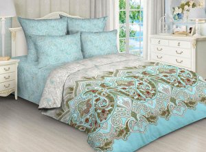 Комплект постельного белья 1,5-спальный, поплин (Мадонна, голубой)