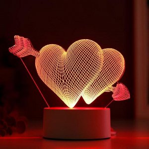 Светильник "Сердца" LED RGB от сети 9,5х18х15 см RISALUX