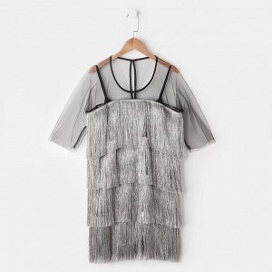 Платье с бахромой MINAKU, размер 44, цвет серебро