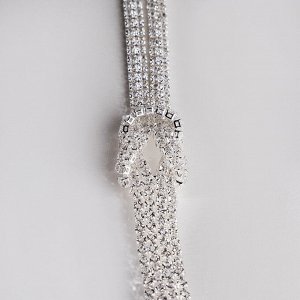 Набор 2 предмета: серьги, кулон "Элегантность" жгут, цвет белый в серебре, 42 см