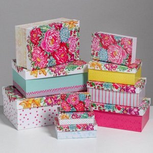 Набор подарочных коробок 10 в 1 «Цветы», 32.5 ? 20 ? 12.5?12 ? 7 ? 4 см