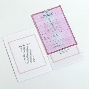 Папка для свидетельства о заключении брака «Розовая дымка», А4