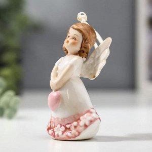 Сувенир керамика подвеска "Ангел-девочка в платье с цветами, с сердцем" 9,3х3,6х5,5 см