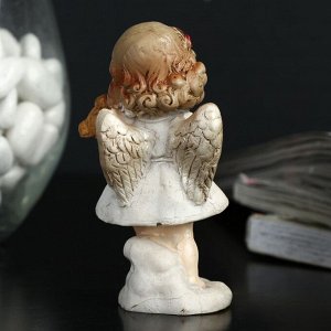 Фигурка полистоун «Ангелочек-девочка с пухлыми щёчками, с мишкой» 9*3.5*3.5 см