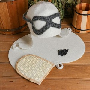 Набор для бани Пилот (шапка, коврик, мочалка)  Б32302