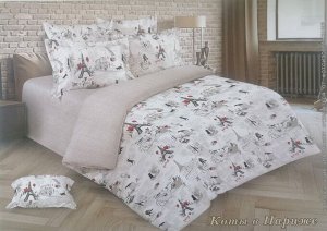 Постельное белье из перкали "Ренессанс" 2,0 сп. (диз.: Коты в Париже)