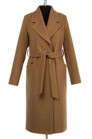 01-10256 Пальто женское демисезонное (пояс) Кашемир темный кэмел