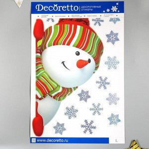 Наклейки Decoretto "Большой снеговик выглядывает" 35х50 см