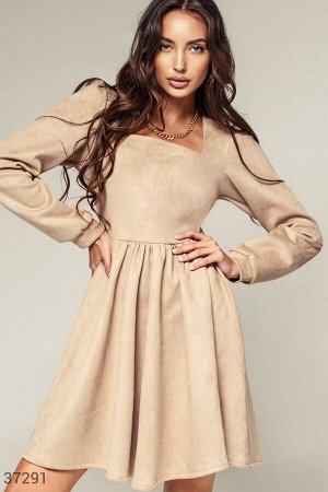 Gepur Замшевое платье-мини с объемными рукавами