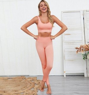 Костюм спортивный женский, топ+брюки, розовый