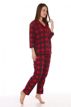 Пижама женская ML-Классика(красная) брюки