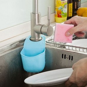 Многофункциональный силиконовый подвесной карман в раковину с водостоком на застежке, держатель на кран для губки, мочалки, для кухни, ванных принадлежностей, зарядки телефона, 20х9х4,5 см