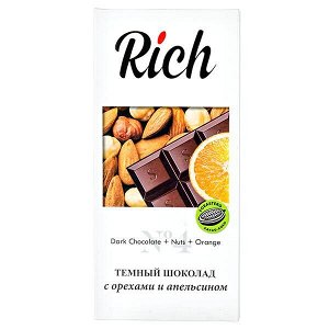 Шоколад RICH Темный с орехами и апельсином 70 г