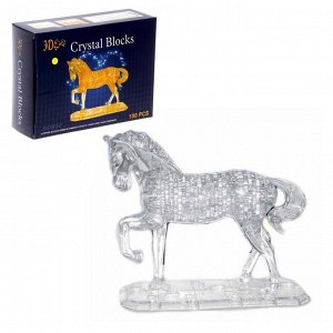Пазл 3D кристаллический, "Лошадь" на подставке, 100 деталей, цвета МИКС