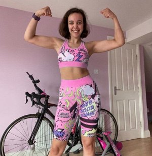 Женский спортивный костюм "BOOM", топ+шорты, розовый