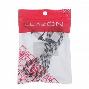 Кабель 2 в 1 LuazON, Lightning/microUSB - USB, 1 A, 1 м, штекер металл, черно-белый