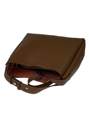 Женская кожаная сумка на широком ремне, цвет коричневый