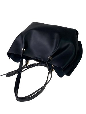Кожаная сумка с подвеской, цвет чёрный