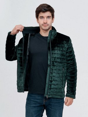 Куртка велюровая классическая Valianly темно-зеленого цвета 93352TZ