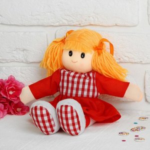 Мягкая игрушка «Кукла», платье в клетку, с воротничком, цвета МИКС