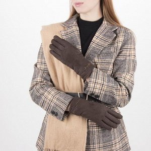 Перчатки женские безразмерные, с утеплителем, цвет коричневый