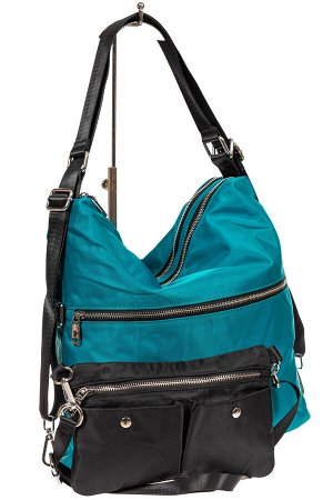 Женская текстильная сумка - рюкзак, зеленая