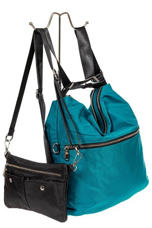 Женская текстильная сумка - рюкзак, зеленая