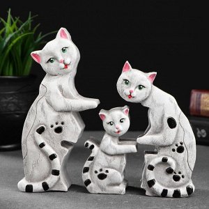 Фигура сборная "Коты семья" белые, 12х13х3,5см