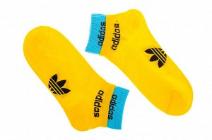 Носки спортивные с принтом, цвет жёлтый и голубой