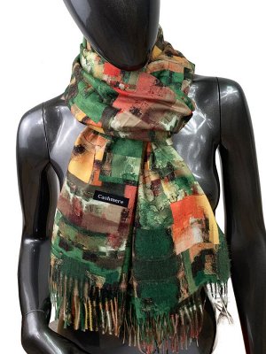 Пёстрый шарф-палантин из кашемира и шерсти с абстрактной живописью