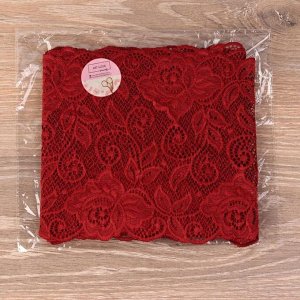 Кружево эластичное «Розы», 170 мм x 2,7 ± 0,5 м, цвет бордовый