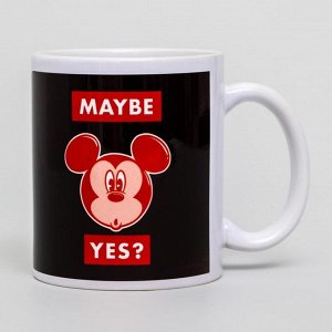 Кружка сублимация Maybe yes?, Микки Маус, 350 мл