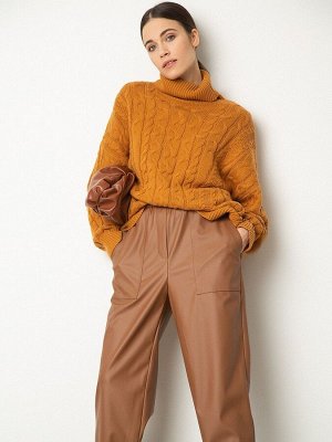 Брюки из экокожи D183/caramel