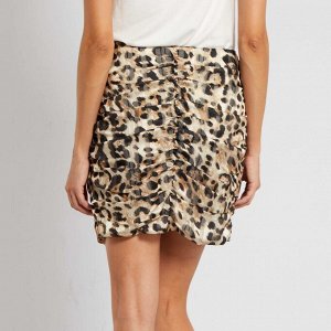 Короткая леопардовая юбка - бежевый