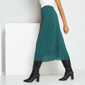 Плиссированная юбка средней длины - зеленый