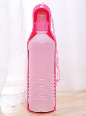 Прогулочная бутылка с дозатором для собак и кошек, цвет розовый