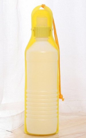 Прогулочная бутылка с дозатором для собак и кошек, цвет желтый