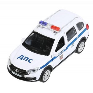 GRANTACRS-12POL-WH Машина металл "lada granta cross 2019 полиция" 12см, инерц., белый в кор. Технопарк в кор.2*36шт