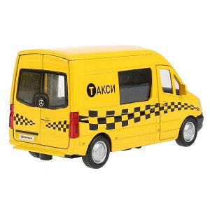 SPRINTERVAN-14TAX-YE Машина "mercedes-benz sprinter такси" 14см, открыв. двери, инерц. в кор. Технопарк в кор.2*32шт