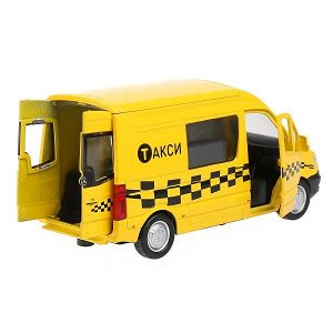 SPRINTERVAN-14TAX-YE Машина "mercedes-benz sprinter такси" 14см, открыв. двери, инерц. в кор. Технопарк в кор.2*32шт