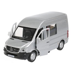 SPRINTERVAN-14-SR Машина металл MERCEDES-BENZ SPRINTER 14 см, двери, инерц, серебристый, кор. Технопарк в кор.2*32шт