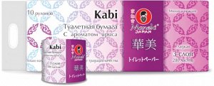 Бумага туалетная "Maneki" Kabi 3 слоя, 280 л., 39.2 м, гладкая, белая с ароматом Ириса, 10 рулонов/упаковка