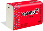 Салфетки бумажные &quot;Maneki&quot; RED, 2 слоя, белые, 150 шт./упаковка