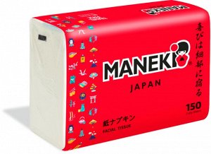 Салфетки бумажные "Maneki" RED, 2 слоя, белые, 150 шт./упаковка