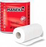 Полотенца бумажные рулонные&quot;Maneki&quot; RED, 2 слоя, 60 л., белые, 2 рулона/упаковка