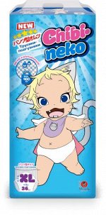 Подгузники-трусики детские одноразовые &quot;Maneki&quot; Chibi-neko, размер XL, &gt;12 кг, 36 шт./упак
