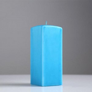 Свеча квадратная призма, 6х15 см, голубая лакированная
