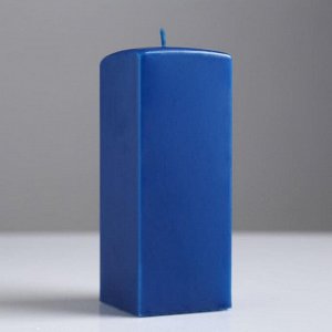 Свеча квадратная призма, 6х15 см, синяя лакированная