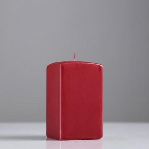 Свеча квадратная призма, 6х10 см, бордовая лакированная